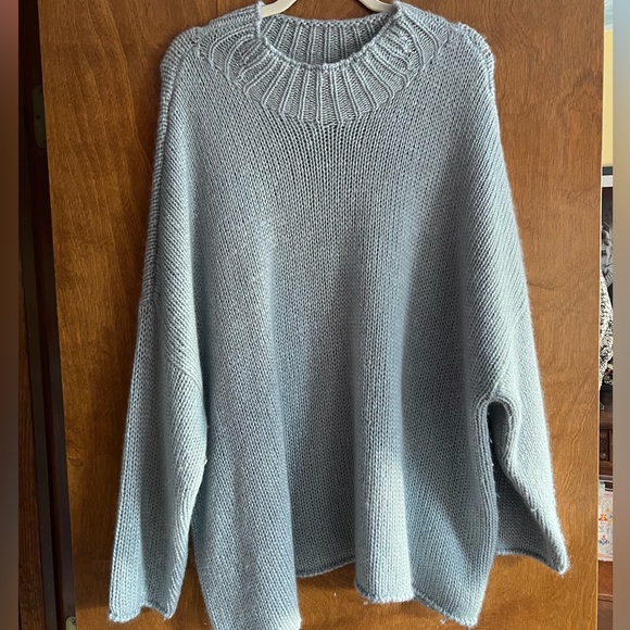 Eileen Fisher “geyser” blue silk cashmere cloud box top size 3X - Picture 2 of 4
